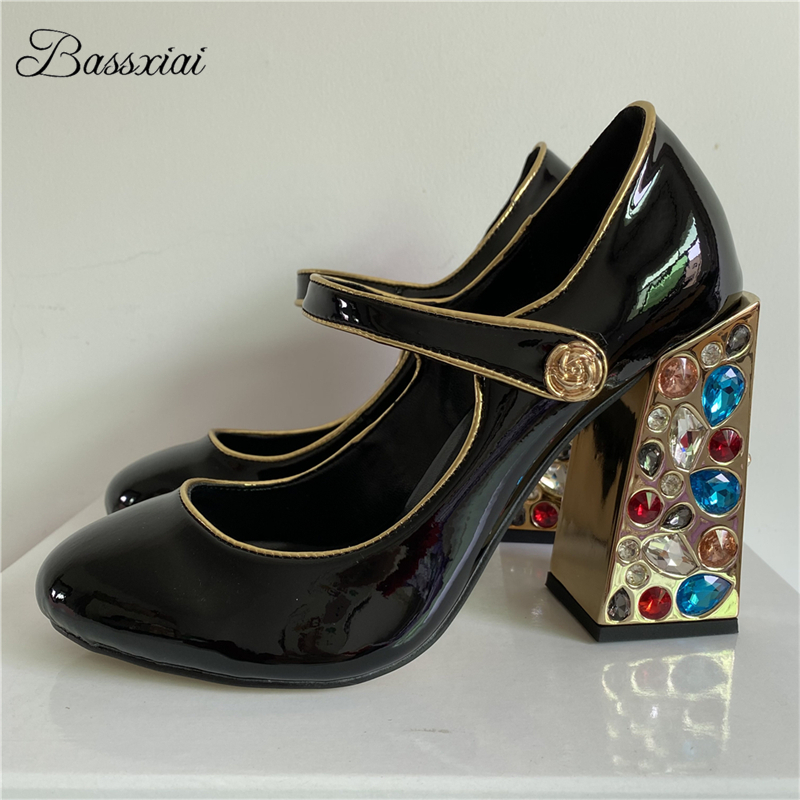 Belt Buckle Blank - Colorful Diamond Square High Heel Women