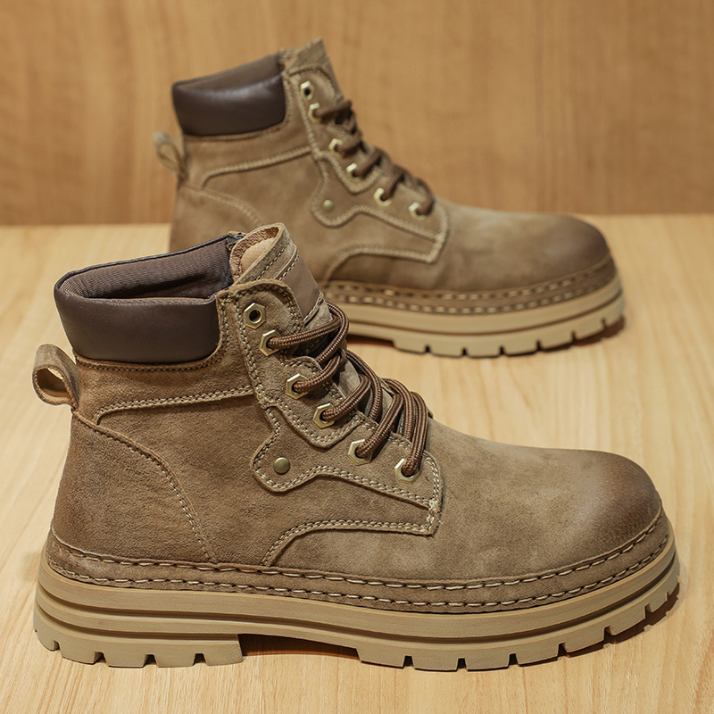 Leather Work Fabric - Men's Fashion Spring Platform Boots Comfortable