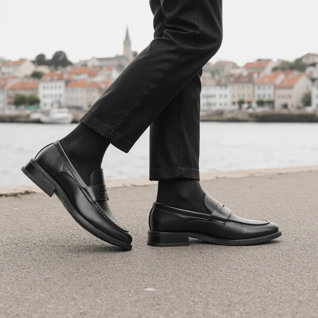 Men's Black Penny Loafers Clas - Leatherworking Classic ulasan dan harga