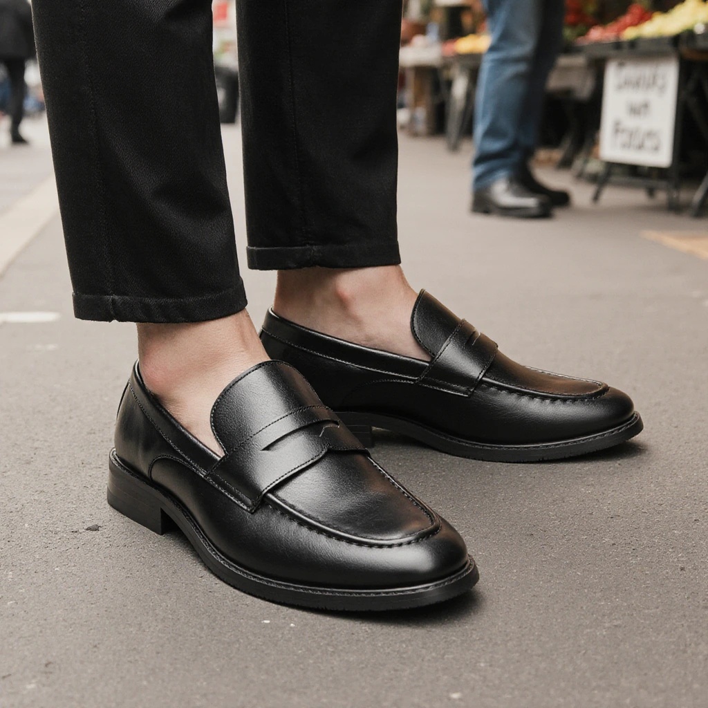 Men's Black Penny Loafers Clas - Leatherworking Classic ulasan dan harga