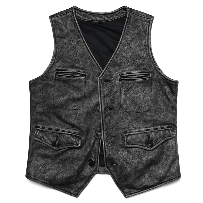 New Gery Vintage Genuine Leath - Leather Work Vest For Men ulasan dan harga