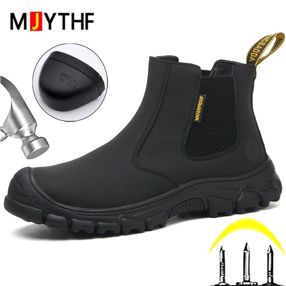 Waterproof Work Boots Men Punc - Leather Work Fabric ulasan dan harga