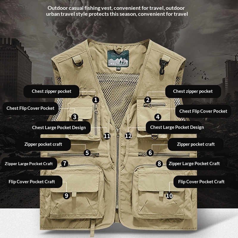 Multi-pocket Work Vest Workwea - Leather Work Vest For Men ulasan dan harga