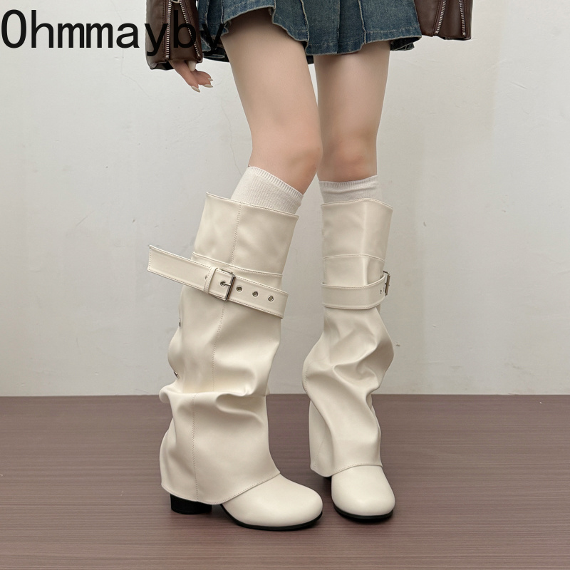 Designer Women Knee High Boots - Belt Buckle Blank ulasan dan harga