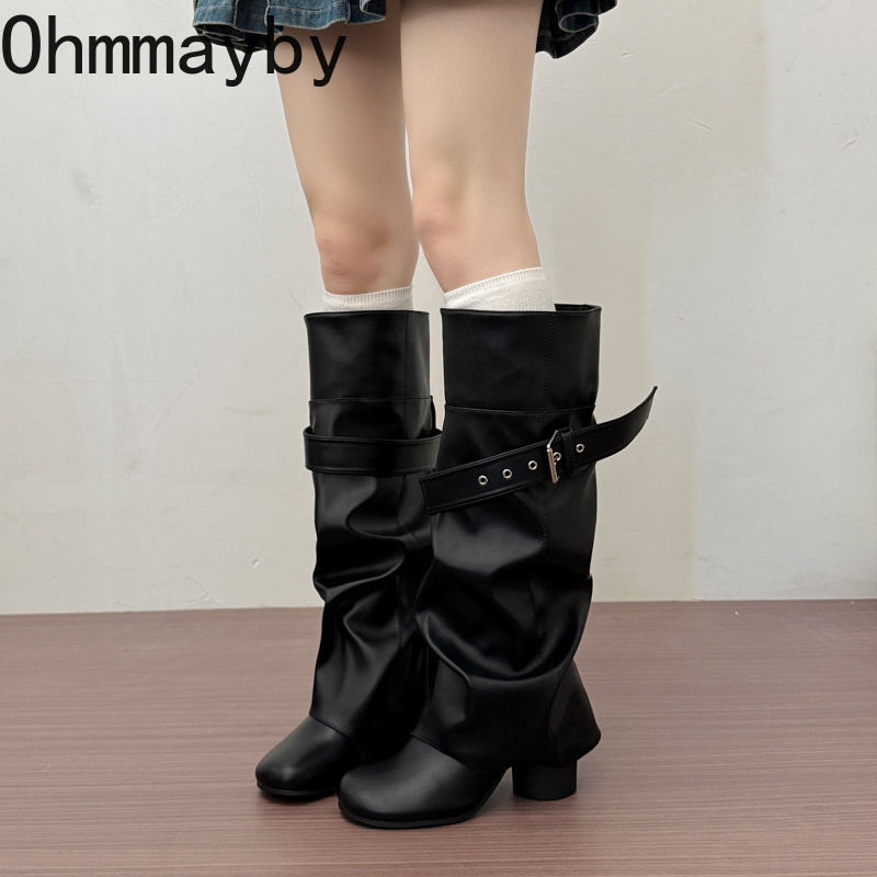 Designer Women Knee High Boots - Belt Buckle Blank ulasan dan harga
