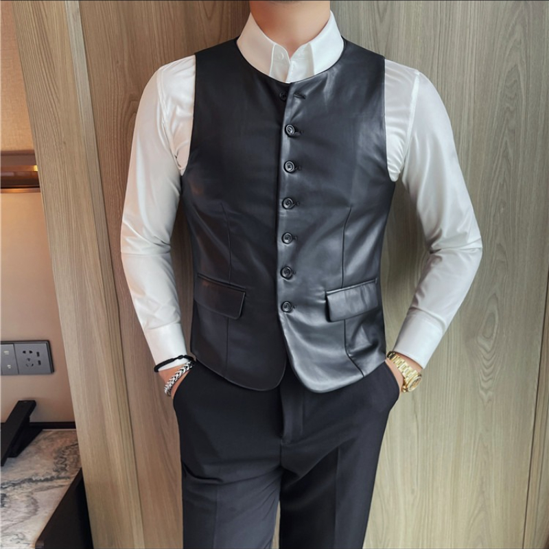 2025 Autumn Men's Casual Leath - Leather Work Vest For Men ulasan dan harga