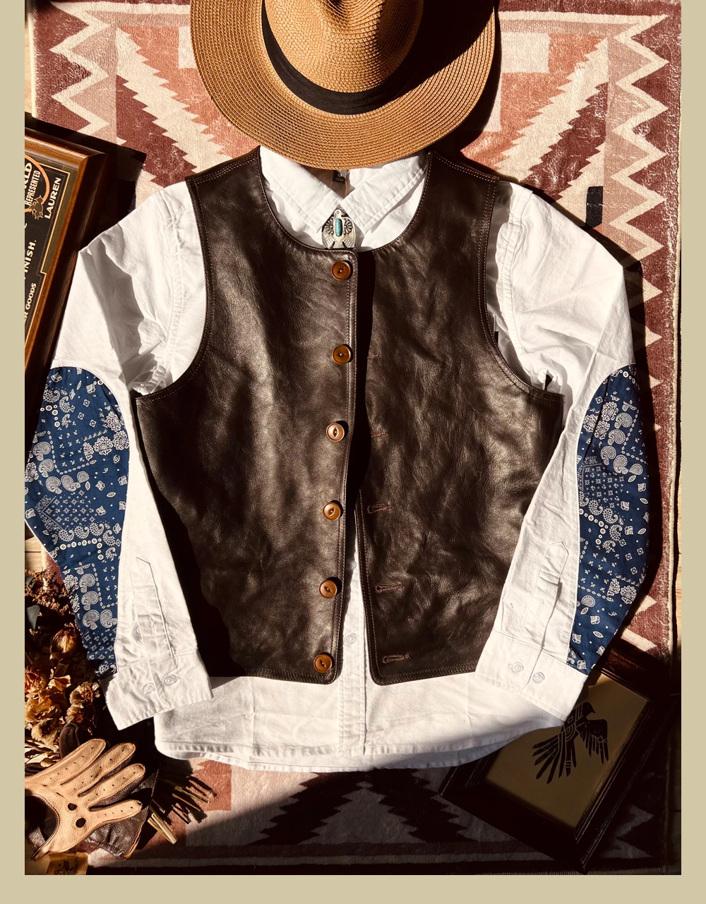YR!Free shipping.Japanese Vint - Leather Work Vest For Men ulasan dan harga