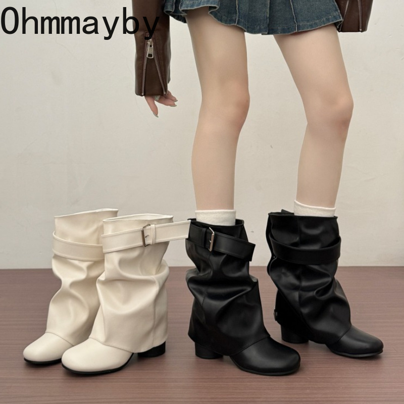 New Women Slouchy Mid Calf Lea - Belt Buckle Blank ulasan dan harga