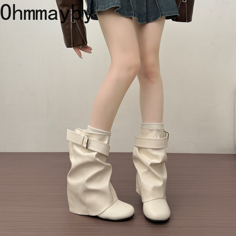 New Women Slouchy Mid Calf Lea - Belt Buckle Blank ulasan dan harga