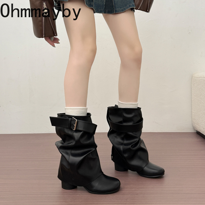 New Women Slouchy Mid Calf Lea - Belt Buckle Blank ulasan dan harga