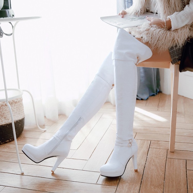 Woman Over The Knee Boots Plat - Belt Buckle Blank ulasan dan harga