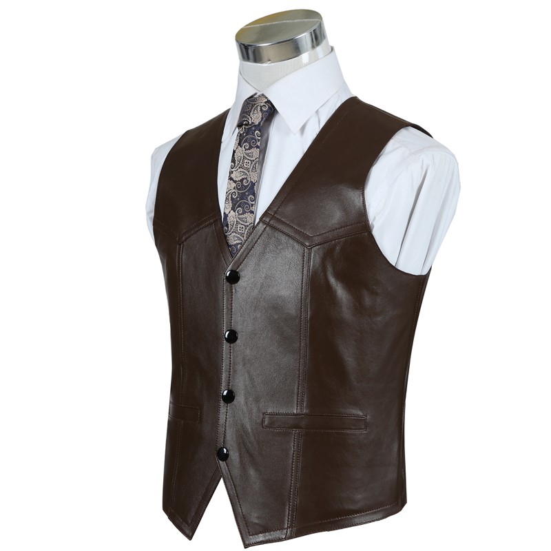 Genuine Leather Sheepskin Vest - Leather Work Vest For Men ulasan dan harga
